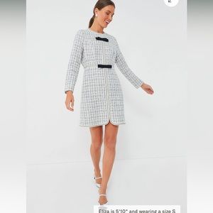 POMANDER PLACE Ivory Bow Tweed Brigitta Dress